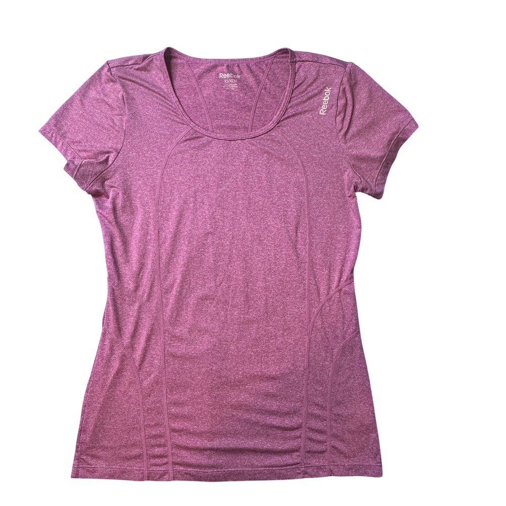 Reebok T-Shirt Womens XS Purple Heathered Activewear Short Sleeve Scoop Neck